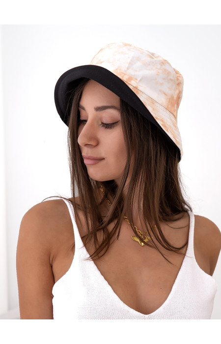 BEIGE TIE DYE BUCKET HAT
