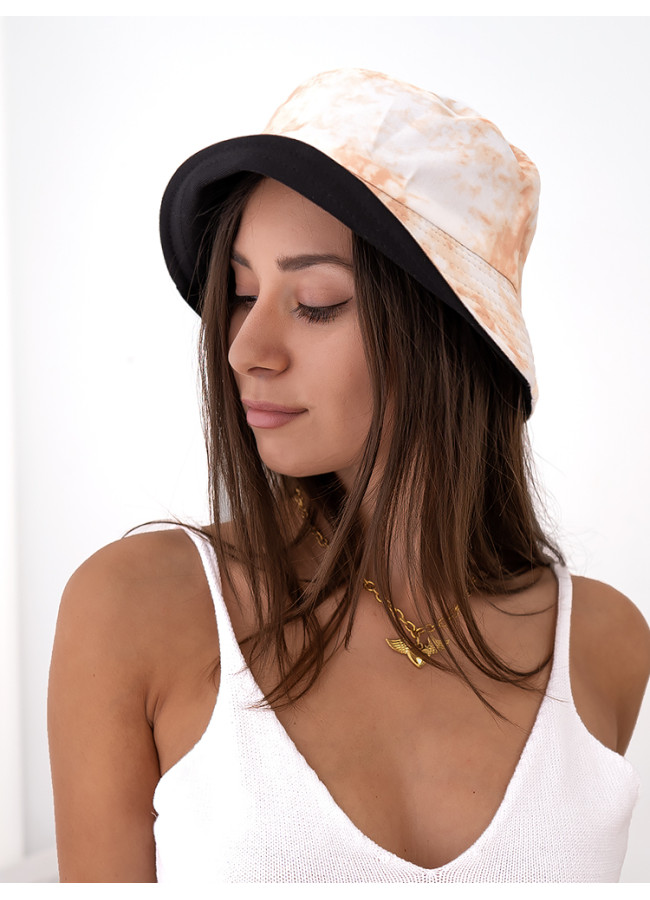 BEIGE TIE DYE BUCKET HAT