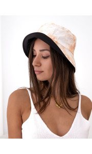 BEIGE TIE DYE BUCKET HAT