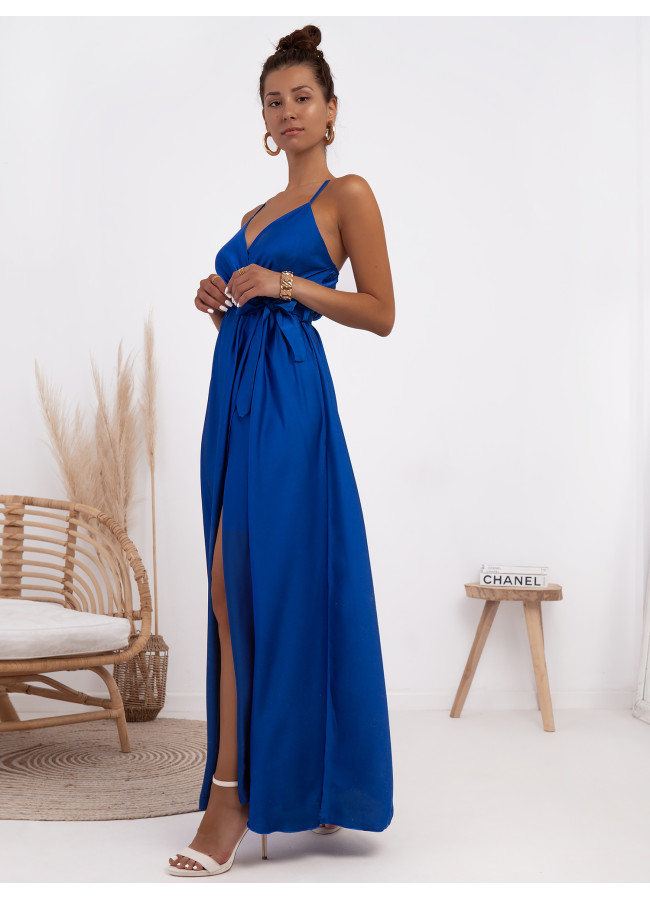 ANNA LUCIA BLUE ROYAL SATIN DRESS