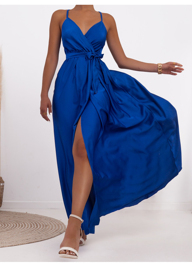 ANNA LUCIA BLUE ROYAL SATIN DRESS