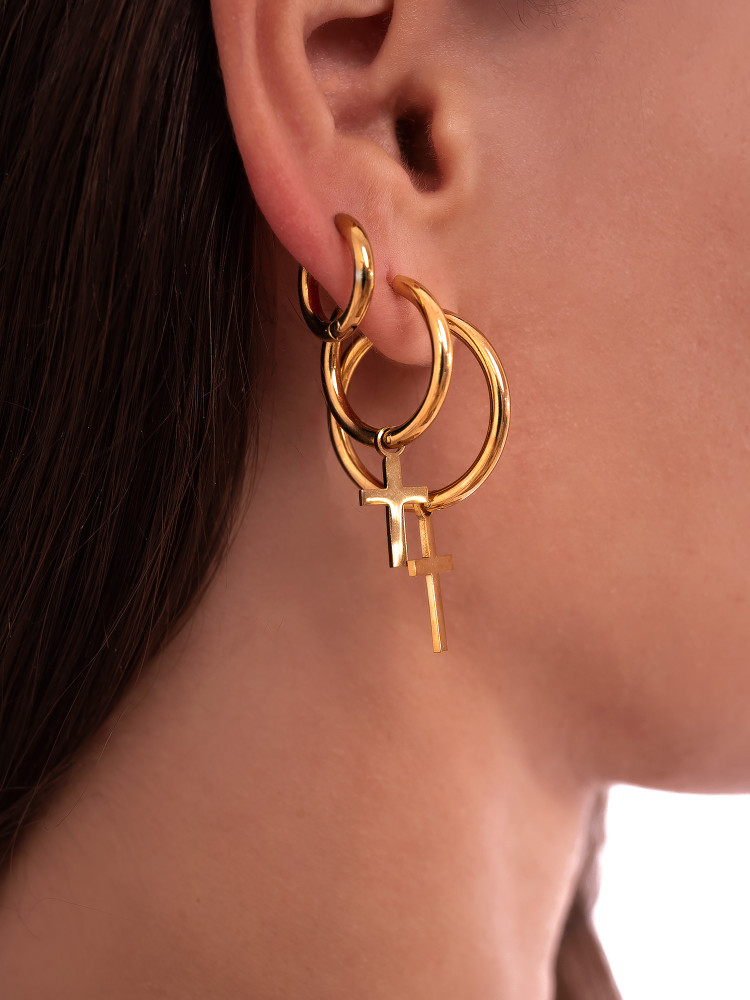 CROSS CALLIE GOLD HOOP EARRINGS