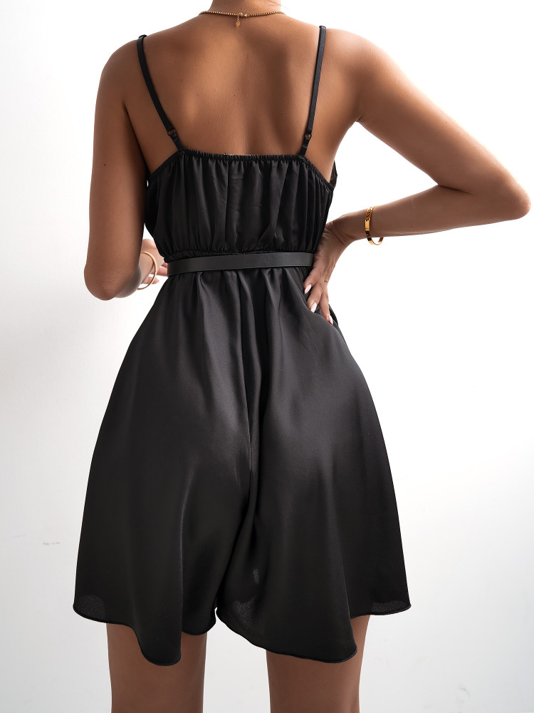 NIELSEN BLACK SATIN PLAYSUIT