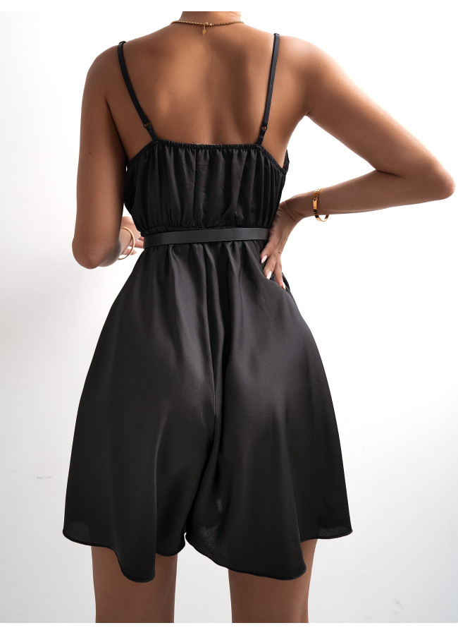 NIELSEN BLACK SATIN PLAYSUIT