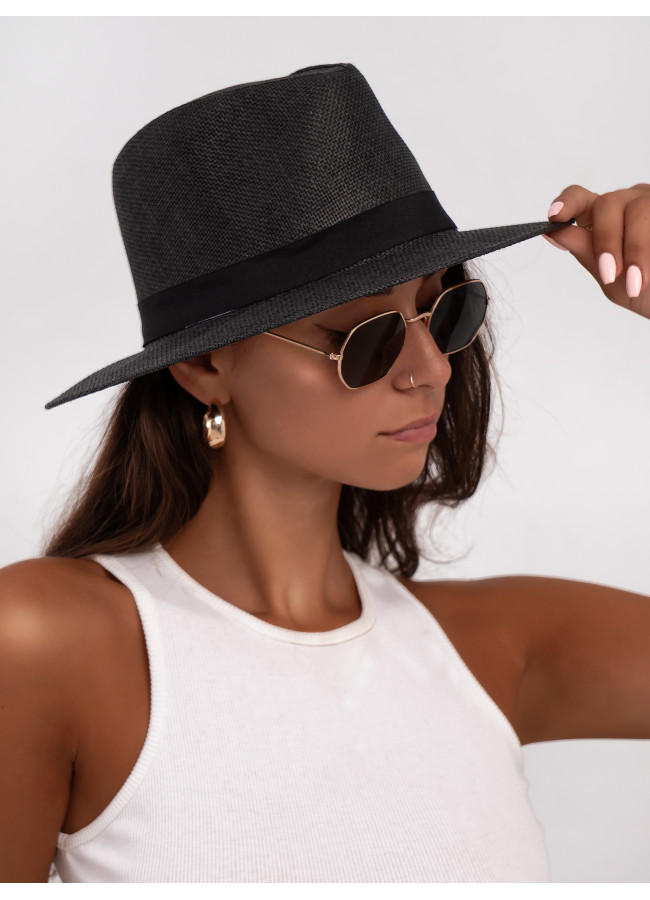 STRAW SUMMER BLACK HAT