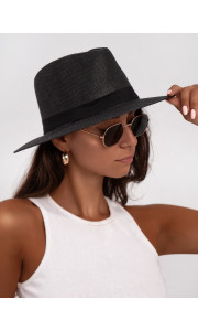STRAW SUMMER BLACK HAT
