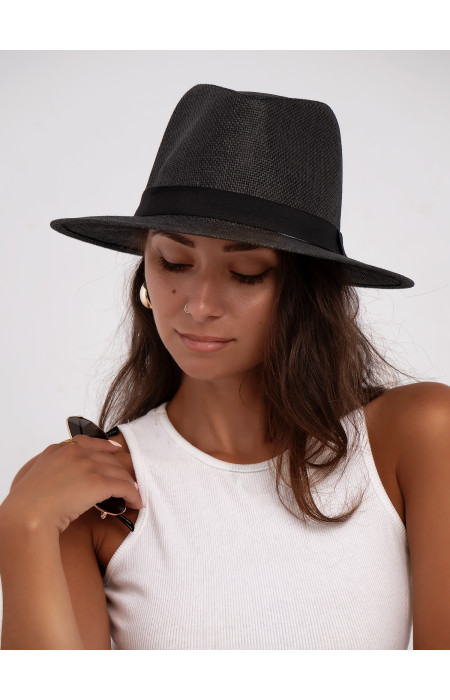 STRAW SUMMER BLACK HAT