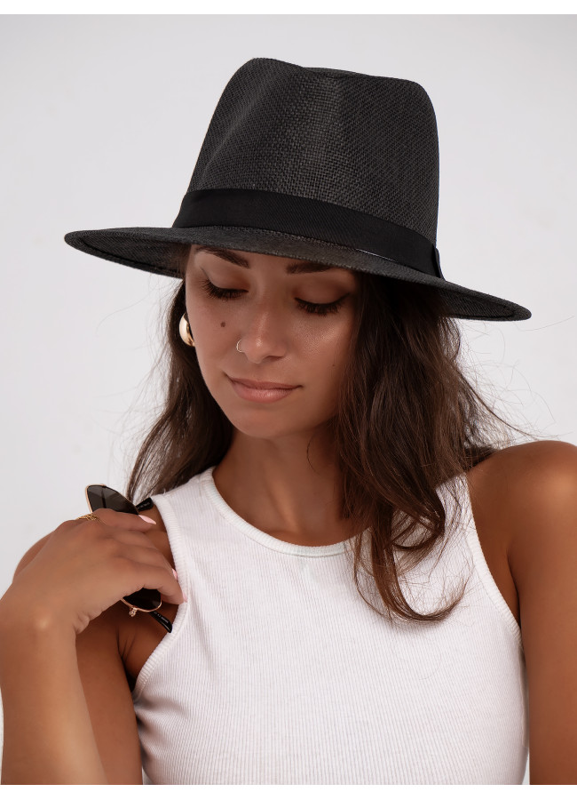 STRAW SUMMER BLACK HAT