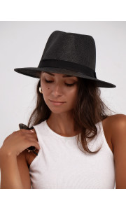 STRAW SUMMER BLACK HAT