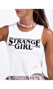 STRANGE GIRL WHITE TANK TOP
