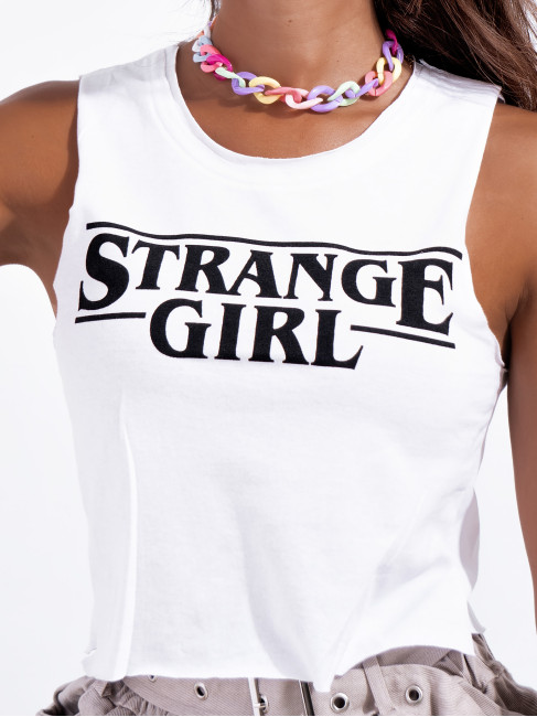 STRANGE GIRL WHITE TANK TOP