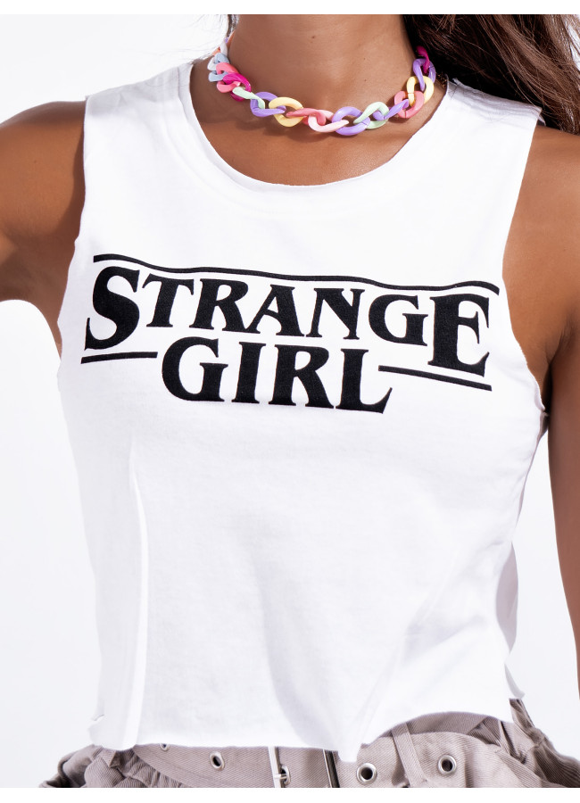 STRANGE GIRL WHITE TANK TOP