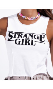 STRANGE GIRL WHITE TANK TOP