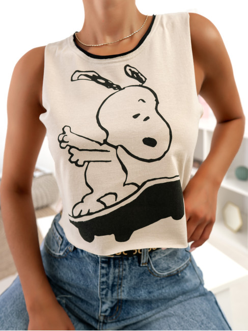 SKATE SNOOPY BEIGE TANK TOP