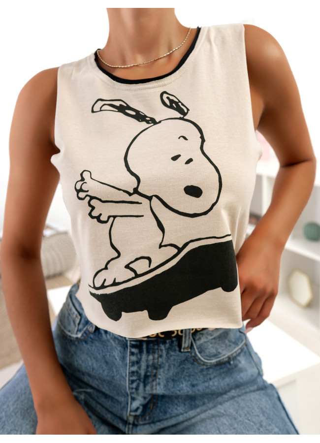 SKATE SNOOPY BEIGE TANK TOP
