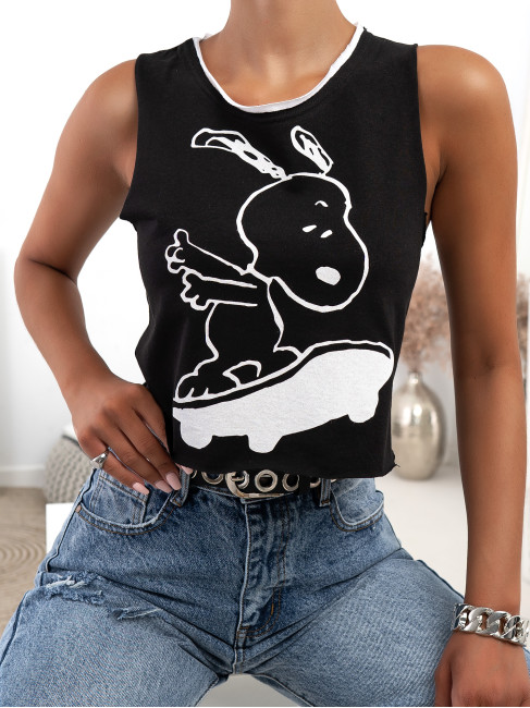 SKATE SNOOPY BLACK TANK TOP