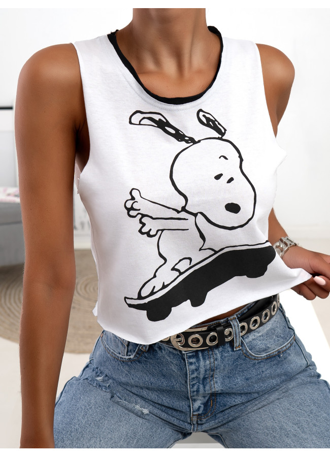 SKATE SNOOPY WHITE TANK TOP