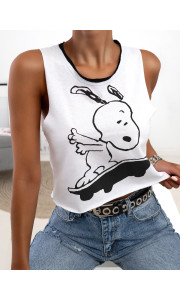SKATE SNOOPY WHITE TANK TOP