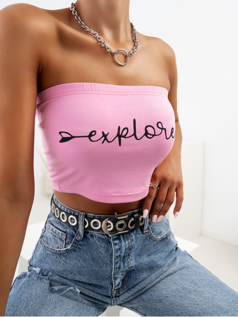 EXPLORE PINK STRAPLESS TOP