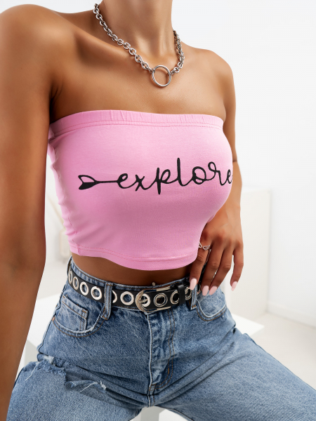 EXPLORE PINK STRAPLESS TOP