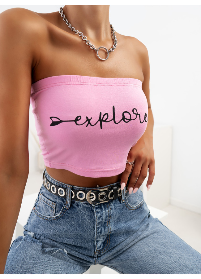 EXPLORE PINK STRAPLESS TOP
