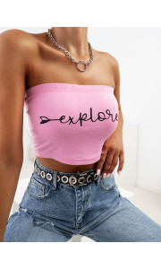 EXPLORE PINK STRAPLESS TOP