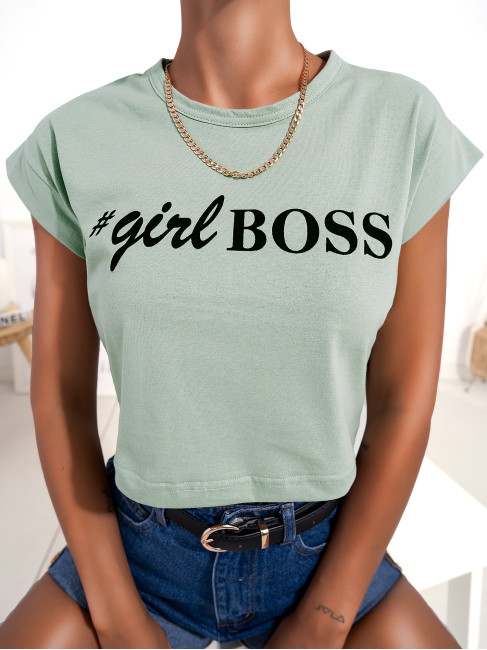 GIRL BOSS MINT CROP TSHIRT