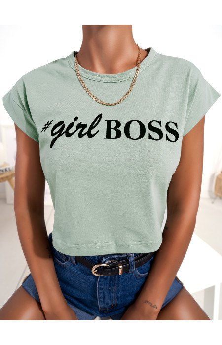 GIRL BOSS MINT CROP TSHIRT