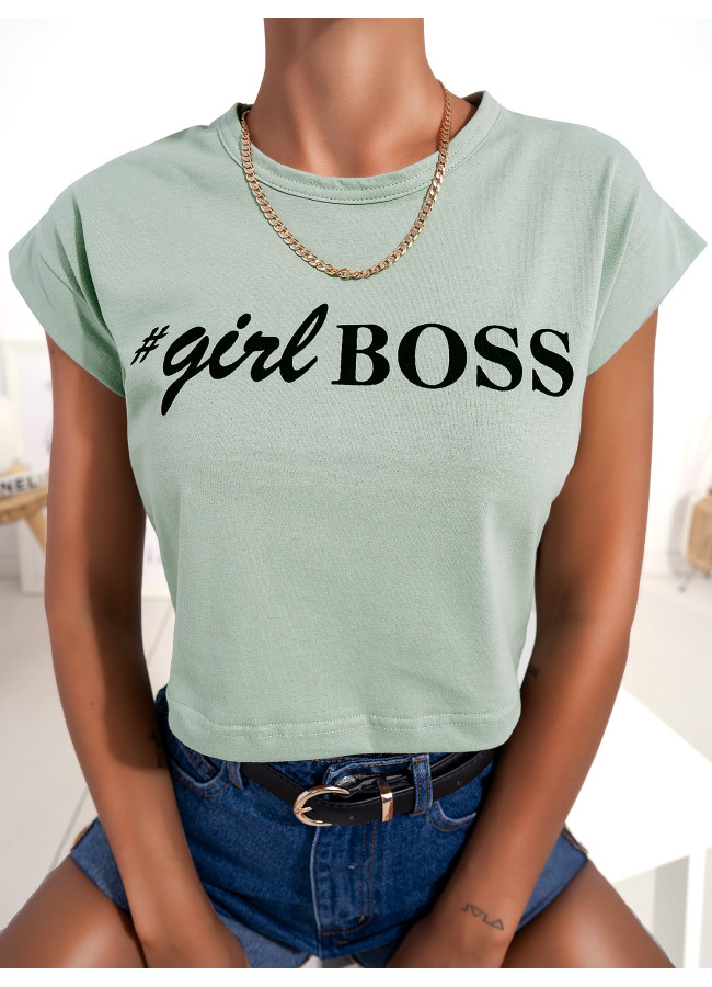 GIRL BOSS MINT CROP TSHIRT