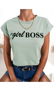 GIRL BOSS MINT CROP TSHIRT