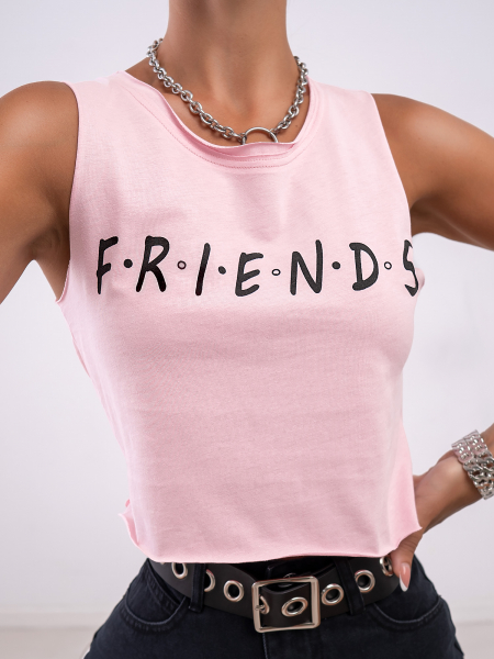 FRIENDS PINK CROP TANK TOP
