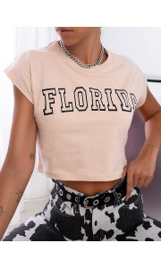 MY FLORIDA BEIGE CROP T-SHIRT