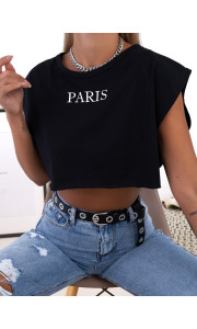 PARIS BLACK CROP T-SHIRT