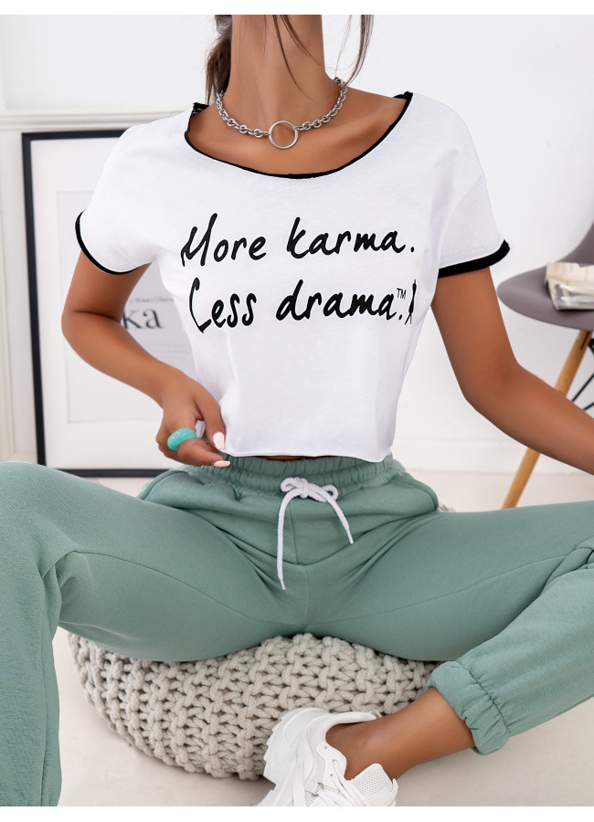 KARMA WHITE CROP TSHIRT