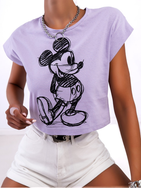 DISNEY LILA MICKEY CROP T-SHIRT