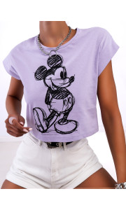 DISNEY LILA MICKEY CROP T-SHIRT