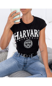 HARVARD BLACK CROP TSHIRT
