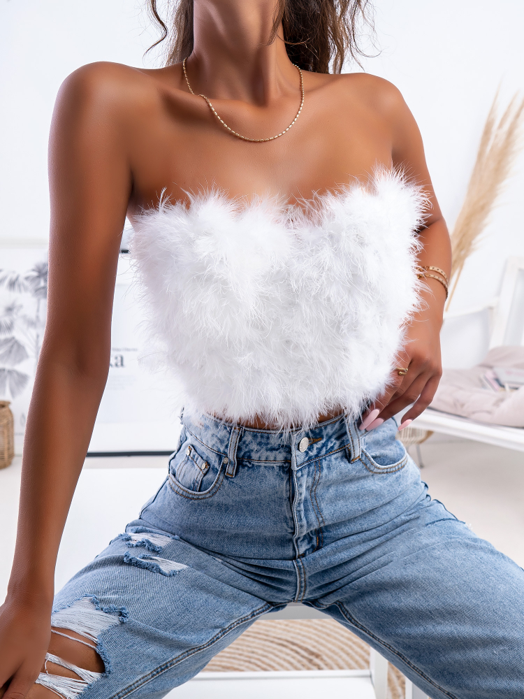 MELLOW WHITE FEATHER BUSTIER