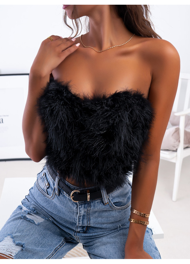MELLOW BLACK FEATHER BUSTIER