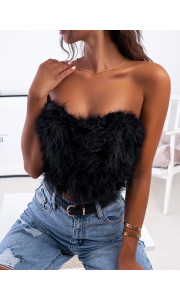 MELLOW BLACK FEATHER BUSTIER