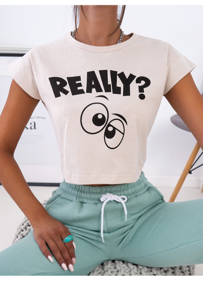REALLY BEIGE CROP TSHIRT