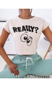 REALLY BEIGE CROP TSHIRT