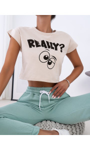REALLY BEIGE CROP TSHIRT