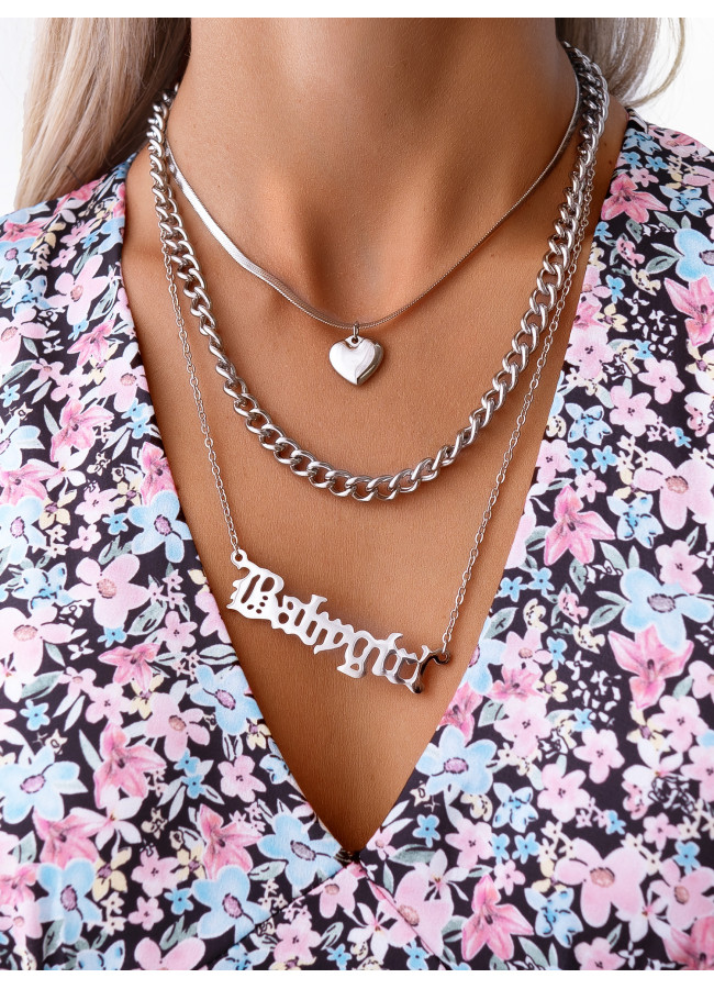 BABY GIRL SILVER TRIPLE NECKLACE