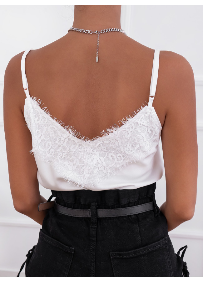 WHITE SATIN LINGERIE TOP
