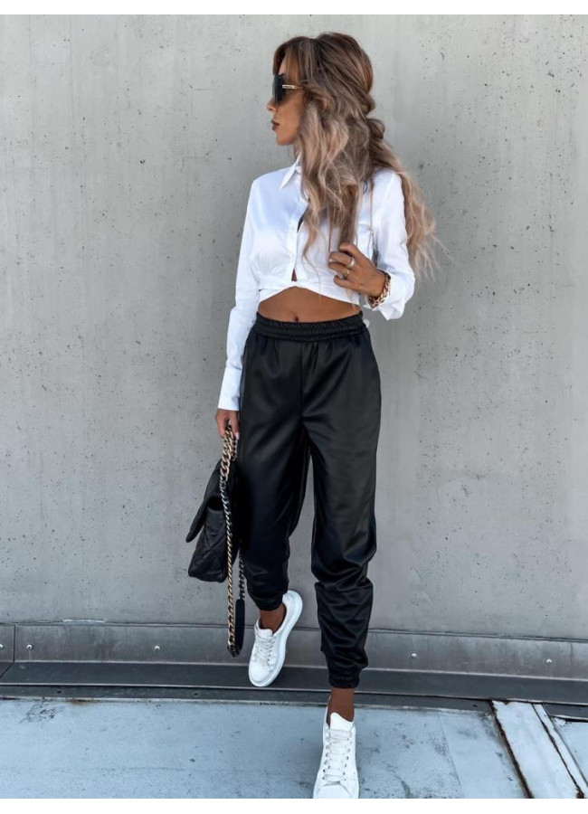 ZINIA ECO LEATHER BLACK PANTS