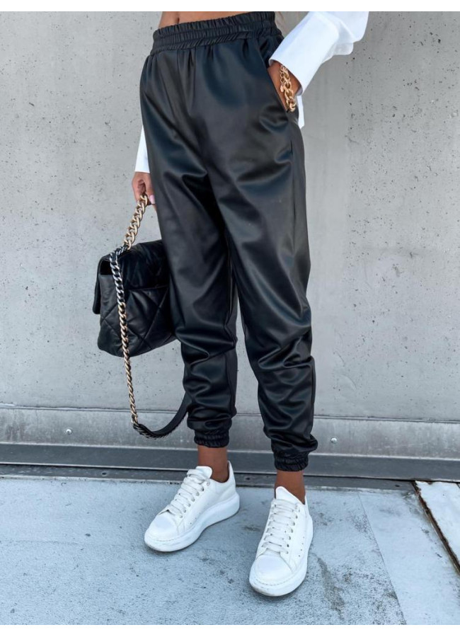 ZINIA ECO LEATHER BLACK PANTS