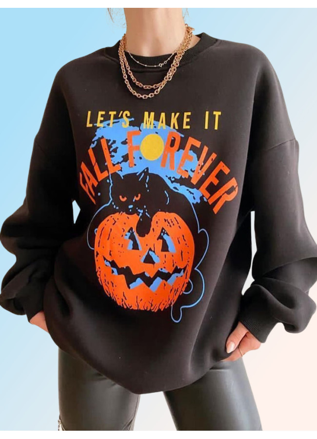 PUMPKIN BLACK HOODIE