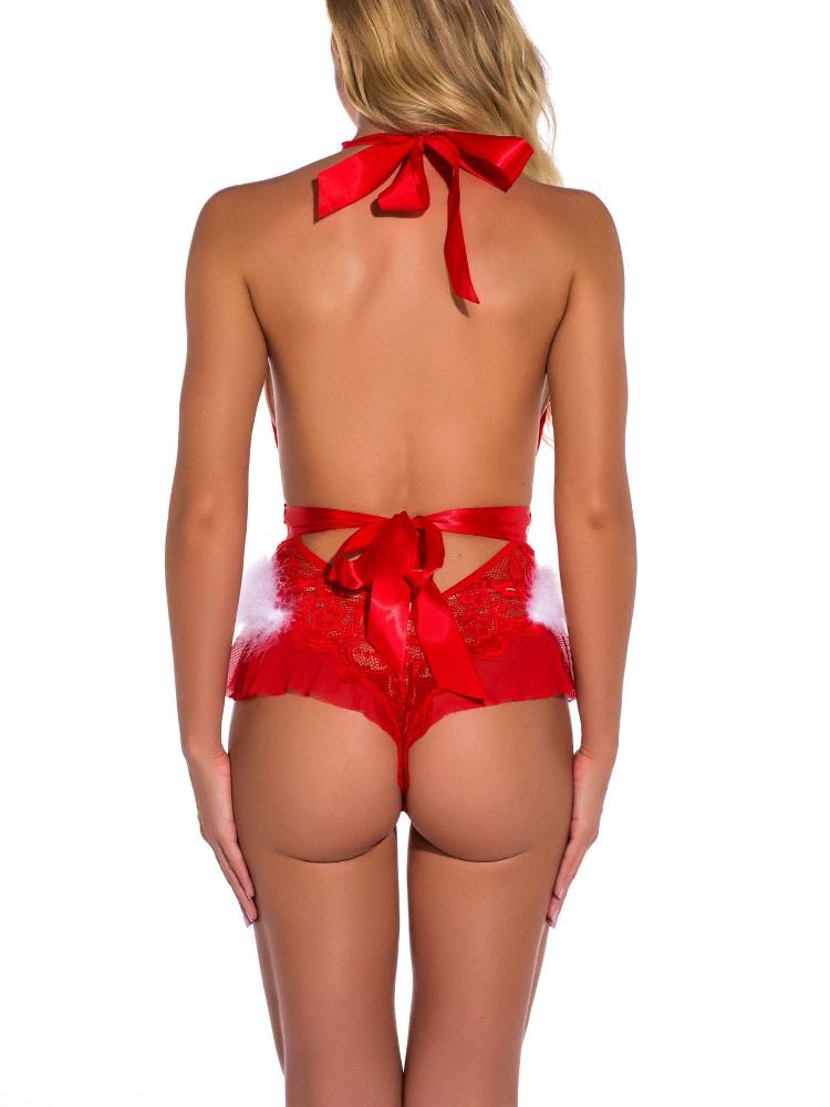 BALINA RED LACE CHRISTMAS BODYSUIT