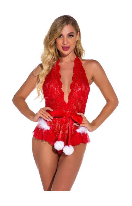 BALINA RED LACE CHRISTMAS BODYSUIT